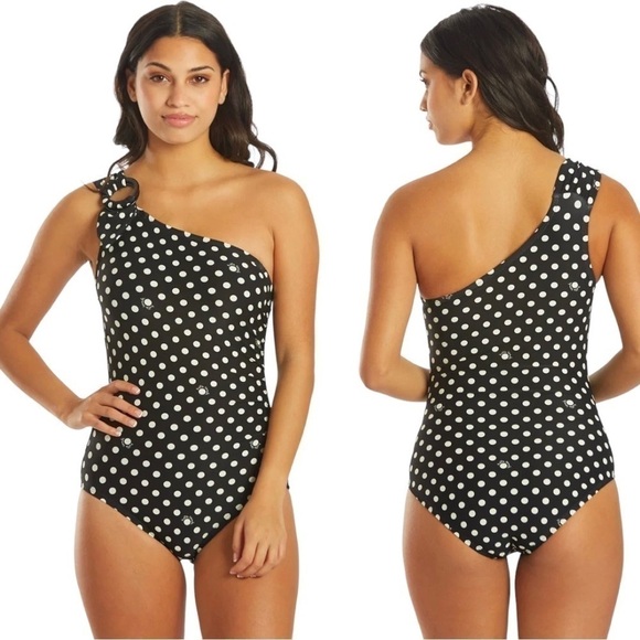 KATE SPADE RETRO LOGO BUCKLE ONE-SHOULDER
ONE-PIECE SWIMSUIT BATHING-SUIT - Picture 3 of 9